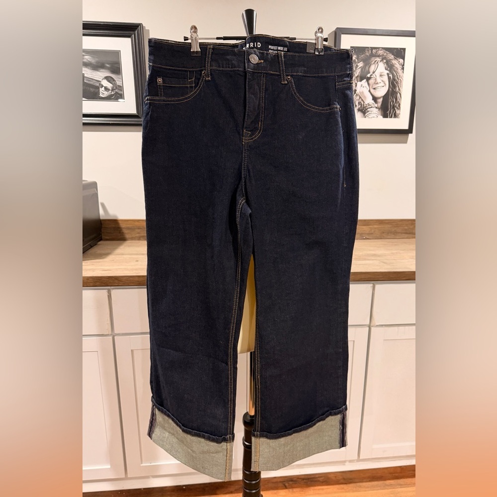 Perfect Wide-Leg Mid-Rise Jean Torrid Dark Blue Ankle Jeans 14S